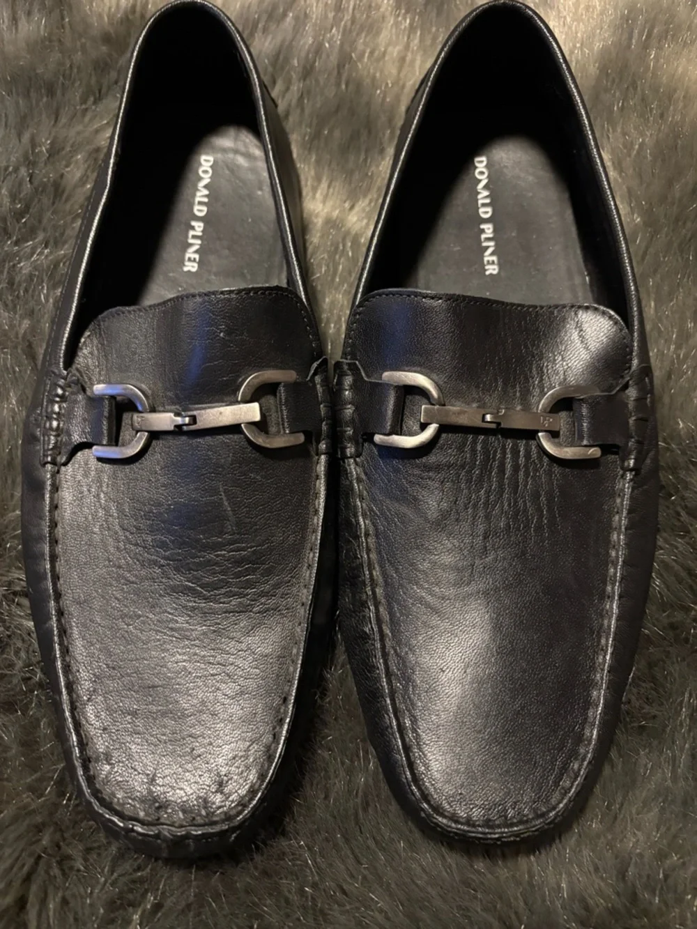 Donald J. Pliner Black Leather Victor Driving Loafers